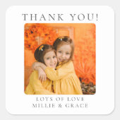 Persoonlijke foto Hartelijk dank Vierkante Sticker (Voorkant)