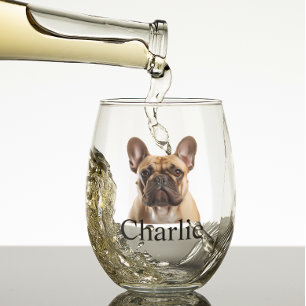 Persoonlijke foto hond kat wijnglas zonder voet
