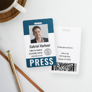 Persoonlijke foto-id en Logo journaliste perspas Badge