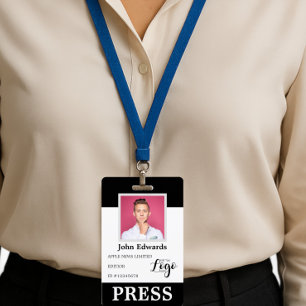 Persoonlijke foto ID & Logo Journalist Perskaart Badge