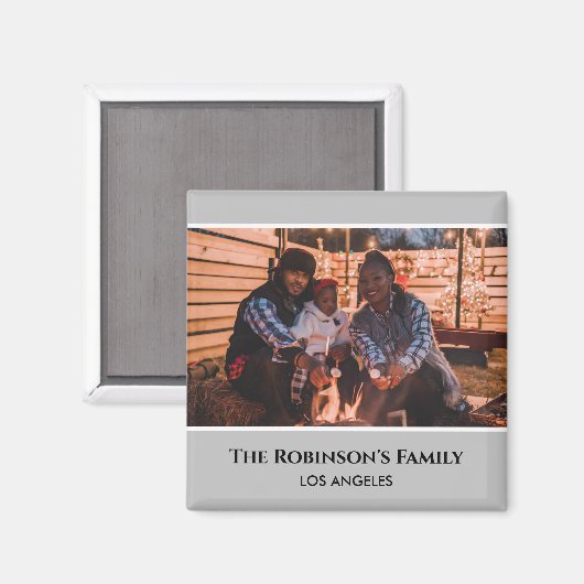 Persoonlijke foto in grijs Lijst met teksten Magneet (Voorkant / Achterkant)