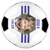 Persoonlijke foto-keepomwille Royal Blue Stripes Voetbal (Gedraaid)