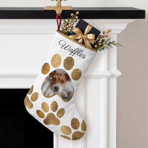 Persoonlijke foto Kerstgeschenk Gouden Pootafdruk Kleine Kerstsok