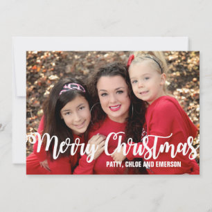 Persoonlijke foto-kerstKaart, rood en wit Feestdagenkaart