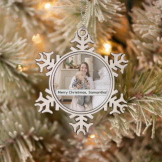 Persoonlijke Foto Kerstsieraad van Tin in Sneeuwvl Sneeuwvlok Ornament