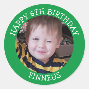 Persoonlijke foto, leeftijd en naam van de verjaar ronde sticker