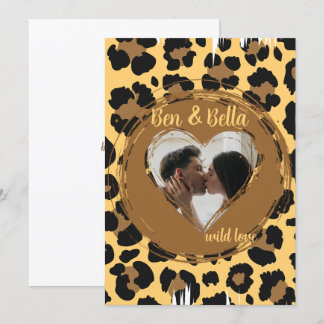 Persoonlijke foto luipaard hart feestdagenkaart