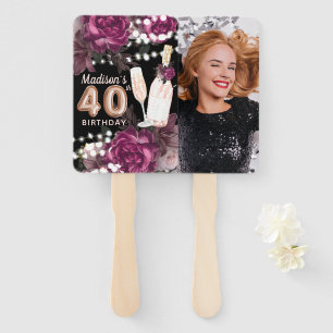 Persoonlijke foto Luxury 40th Birthday Hand Fan Handwaaier