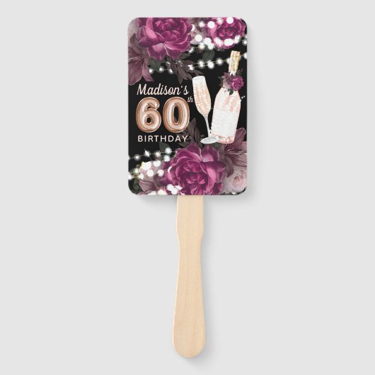 Persoonlijke foto Luxury 60th Birthday Hand Fan Handwaaier (Voorkant)