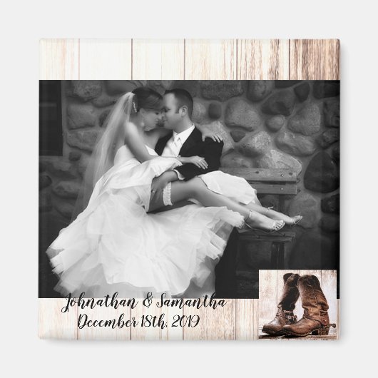 Persoonlijke foto Magnet boots country rustic Magneet (Voorkant)