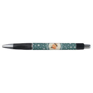 Persoonlijke foto met parels cirkel op turquoise pen