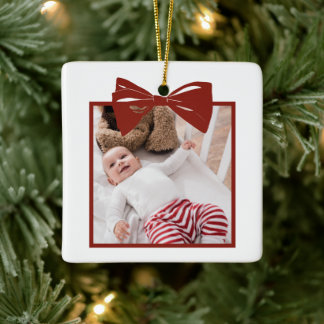 Persoonlijke foto met strik keramisch ornament