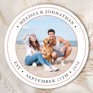 Persoonlijke foto Modern Wedding Ronde Sticker