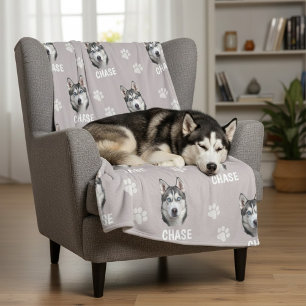 Persoonlijke foto naam hond fleece deken