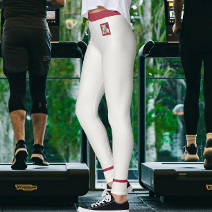Persoonlijke foto neutrale donkerrode gestreepte o leggings