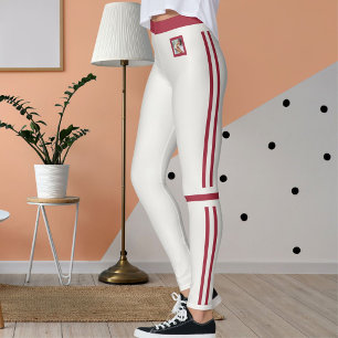 Persoonlijke foto neutrale donkerrode strepen leggings