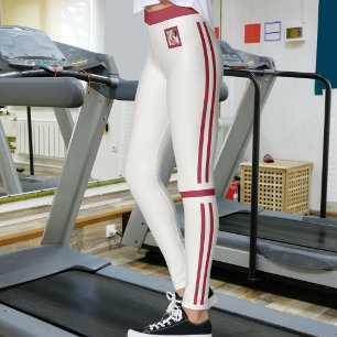 Persoonlijke foto neutrale donkerrode strepen leggings