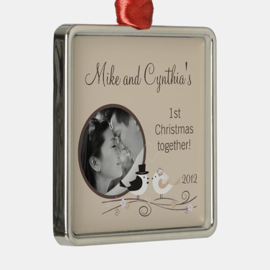 Persoonlijke foto-ornament Wedding Birds Bride Metalen Ornament (Rechts)