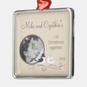 Persoonlijke foto-ornament Wedding Birds Bride Metalen Ornament (Links)