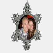 Persoonlijke foto Pewter Snowflake kerstversiering Tin Sneeuwvlok Ornament (Links)