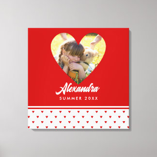 Persoonlijke foto rood hart frame moderne verjaard canvas afdruk