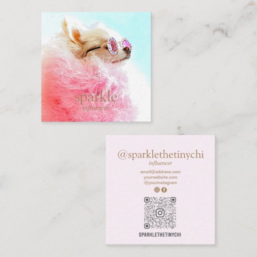 Persoonlijke foto-schaalbare QR-code Vierkante Visitekaartje (Voorkant / Achterkant)