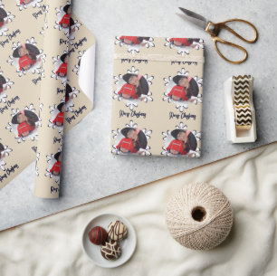 Persoonlijke Foto Sneeuwvlok Vrolijk Kerstfeest Cadeaupapier