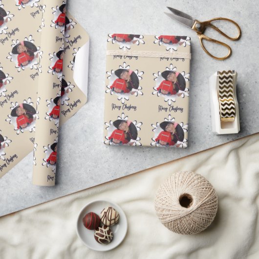 Persoonlijke foto Snowflake Merry-kerst Cadeaupapier (Crafts)
