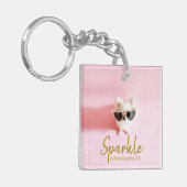 Persoonlijke foto Sociale media Scannable QR Code Sleutelhanger (Voorkant Links)