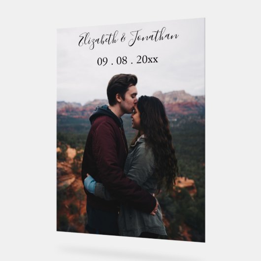 Persoonlijke foto trouwfeest acryl bord (Hoek)