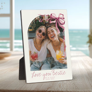 Persoonlijke foto van beste vriendinnen met roze s fotoplaat
