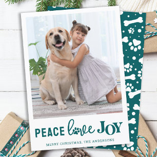 Persoonlijke foto van Dog Pet PEACE LOVE JOY Feestdagenkaart