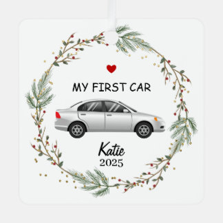 Persoonlijke foto van eerste auto, mijn nieuwe aut metalen ornament