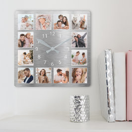 Persoonlijke foto van Elegant Silver Vierkante Klok