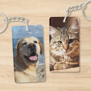 Persoonlijke foto van huisdier hond kat aan beide sleutelhanger