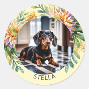 Persoonlijke foto van huisdierhond Dier Bloemig Sc Ronde Sticker