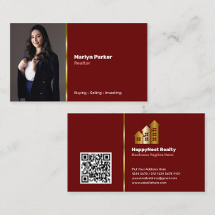 Persoonlijke foto van makelaar, QR-code, Logo Maro Visitekaartje