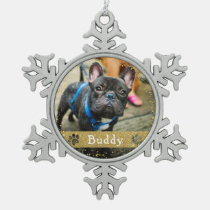 Persoonlijke foto van Pet Dog Tin Sneeuwvlok Ornament
