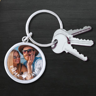 Persoonlijke foto van stel met liefdeshart sleutelhanger