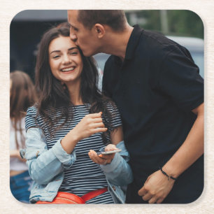 Persoonlijke foto vierkante kartonnen onderzetter