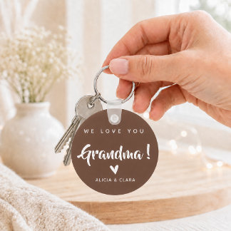 Persoonlijke foto WE LOVE YOU OMA in Mocha Sleutelhanger
