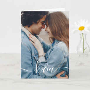 Persoonlijke foto wenskaart met monogram kaart