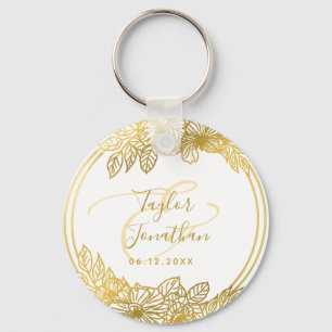 Persoonlijke foto White Gold Flowers Chic Wedding Sleutelhanger