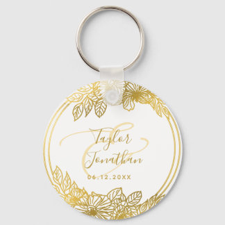 Persoonlijke foto White Gold Flowers Chic Wedding Sleutelhanger
