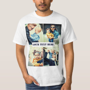 Persoonlijke foto x4 en tekst t-shirt