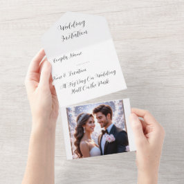 Persoonlijke Fotobruiloft Uitnodigingskaart | Cust All In One Uitnodiging