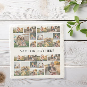 Persoonlijke fotocollage stenen onderzetter