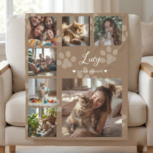 Persoonlijke Fotocollage van Huisdier Kat & Famili Fleece Deken