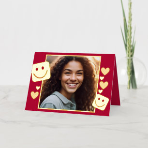 Persoonlijke fotokaart met goud folie feestdagenkaart