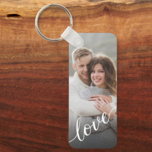 Persoonlijke fotokoppel Liefdesscript Sleutelhanger
